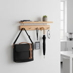 Walnut Wood Coat Rack with Shelf, Wall Mounted Entryway Organizer - Image 6