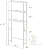 Over The Toilet Storage, Freestanding 3-Tier Bamboo Bathroom Shelves, Above Toilet Organizer for Home Washroom, Bathroom Decor (White) - Image 2