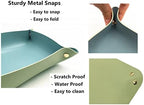 Valet Tray 2 Size Combined PU Leather Jewelry for Women and Man Portable Catchall Travel Storage Dish Plate Key Desk Organizer Phone, Keys, Glasses, Wallet, Ring (Light Bule+Light Green) - Image 3