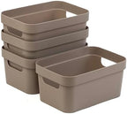 BINO | Plastic Storage Bins, 4 Liter - 4 Pack, Taupe | THE MODERN COLLECTION | Plastic Bins for Organization | Woven Storage Baskets for Organizing | Pantry Shelf Organizer Basket Container Bin - Image 5