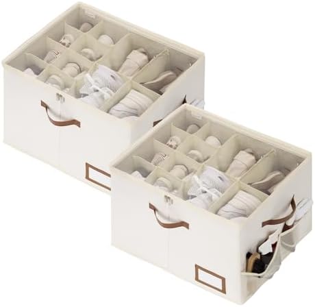 StorageWorks 2-Pack Shoe Storage Box for Closet, Sandal Organizer, Beige by StorageWorks