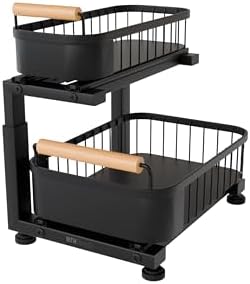 Premium Large Under Sink Organizer, 2-Tier Pull Out, Adjustable by HTHGoods