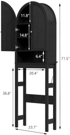 HMstone Over The Toilet Storage Cabinet, Arched Bathroom Organizer and Storage with Doors and Adjustable Shelf, Space-Saving Freestanding Bathroom Modern Storage Cabinet Over Toilet (Black) - Image 2