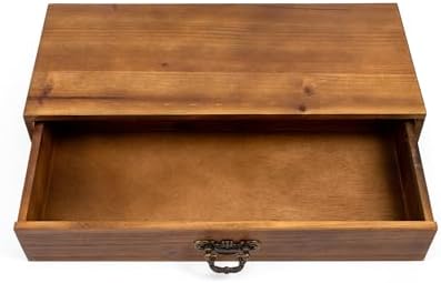 Desk Organizer with Drawers Light Brown Vintage Wood Desktop Storage Box - Image 2