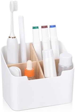 Ayswupt Toothbrush Holders for Bathrooms,Electric Toothbrush and Toothpaste Holder with Divider for Bathroom Countertop Organizer,Toothbrush Caddy for Kids Family Counter Vanity Storage White by Ayswupt