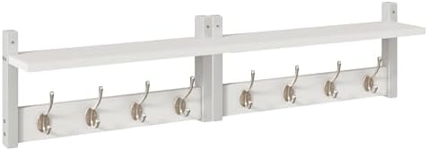 YMYNY Coat Rack Wall Mount with Shelf and Hooks, White UHWS001W-2 by High-qualityhomefurnishing
