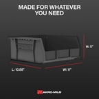 Akro-Mils 30235 AkroBins Plastic Storage Bins, 11"x11"x5", Black, 6-Pack - Image 4