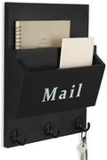 Mail and Key Holder, Wall Key Holder with 2 Mail Organizer Slot and 3 Hooks by Lucundm