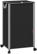 STORAGE MANIAC Rolling Laundry Hamper with Lid, 23.7 Gal (90 L) Large Tall Laundry Basket with Wheels & Handles, Aesthetic Dirty Clothes Hamper for Small Space, Dorm, Apartment, College, Black by STORAGEMANIAC
