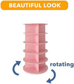 SpaceAid 5 Tier Rotating Shoe Rack Tower, Spinning Shoe Display Lazy Susan, Revolving 360 Shoe Rack Storage Round Carousel, Vertical Handbag Rotate Shoes Closet Organization (5-Tier Pink) - Image 7