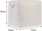Bidtakay Fabric Beige Baskets Extra Large Organization Baskets for Clothes Set of 2 Collapsible Storage Bins for Shelves Cabinet 17x12x15 In Organizing Bins for Bedroom Blankets Pillow Towels Storage - Image 5