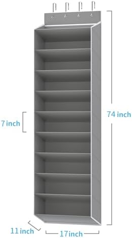 REGELETO 10 Tiers Large Size Over Door Shoe Organizer Storage, Hanging Shoe Rack for Door with Deep Pockets, Fit 20-30 Pairs Shoe Organizer Holder for Sneakers and Boots (Grey) - Image 2