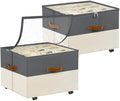 Foyego 2 Pack Shoe Organizer for Closet, with Wheels, Beige and Grey by Foyego