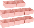 DIMJ Large Closet Shelf Organizer Bins 8 Packs with Handles and Divider, Fabric Trapezoid Storage Baskets, Foldable Clothes Containers Box for Shelf, Towel, Book, Toy, Purse, Hats, Pink by DiMJ