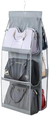 HAN SHENG 6-Pocket Clear Hanging Organizer, Handbag Storage, Grey, 1 Pack by HANSHENG
