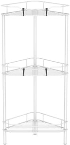 HuggieGems Metal Floor Standing Corner Shower Caddy, White, 3 Tier by HuggieGems