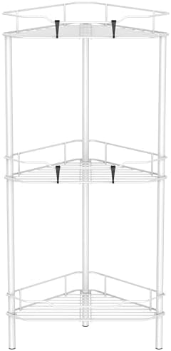 HuggieGems Metal Floor Standing Corner Shower Caddy, White, 3 Tier by HuggieGems