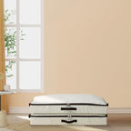 AMJ 4" Foldable Underbed Storage Closet Organizers and storage bins, Under Bed Garment Storage Bins, Folding & Washable, Soft Zip Lid, Beige - Image 7
