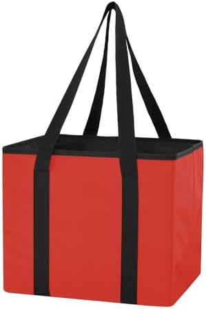 Red Trunk Organizer Collapsible Car Organizer with Handle Car Storage Box Bin for Groceries SUV Utility Tote Bag Portable Vehicle Container by WelcometoElliTarr