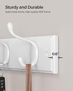 SONGMICS Wall-Mounted Coat Rack, 4 Dual Metal Hooks - Image 3