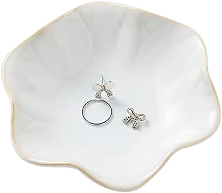 Mecaikru Ceramic Ring Dish, 4 in Jewelry Tray with Kiln Glaze Catchall Bowl by Mecaikru