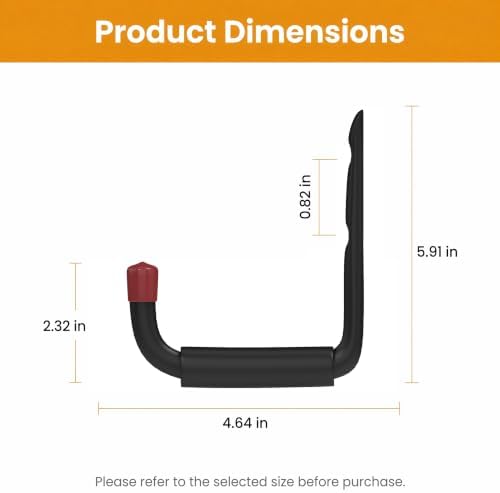 6 Pack Garage Hooks Heavy Duty, Utility Steel Hooks with EVA Foam Padding, 4.64inch Wall Mount J Organizer Hanger for Hanging Bikes Kayak Garden Tool Hose Bike Shelf - Image 2