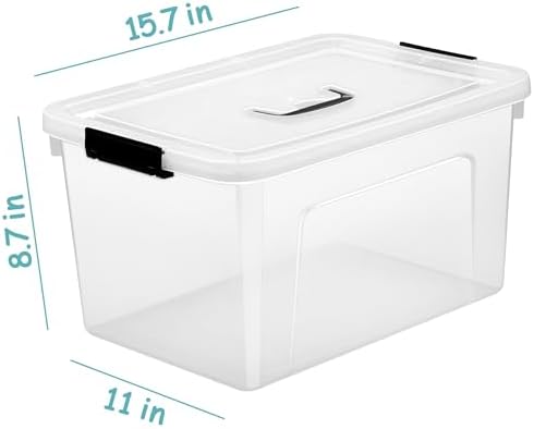 19 Quart Plastic Storage Bins with Lids, 6-Pack Stackable Clear Storage Organizing Box with Handle - Image 2