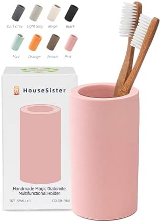Handmade Diatomite Drying Stone Toothbrush Holder Stand (Pink) by HouseSister