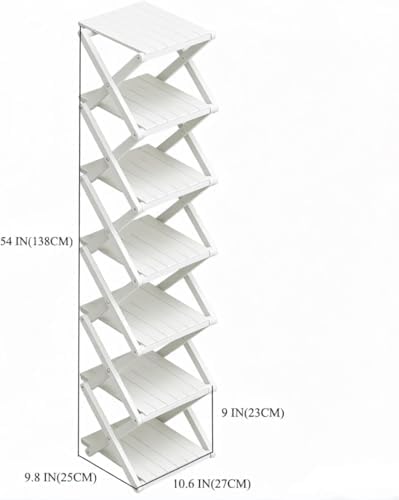 Bamboo Shoe Rack - No Assembly Required, Tall Narrow Foldable Shoe Organizer, Space-Saving Multifunctional Shelf for Entryways, Corners, Bedrooms, Balconies, 7 Layer White (Reinforced And Thickened ) - Image 3