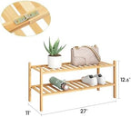 BMOSU 2-Tier Bamboo Shoe Rack Premium Stackable Shoe Shelf Storage Organizer for Hallway Closet Living Room Entryway Organizer (Natural Bamboo) - Image 3