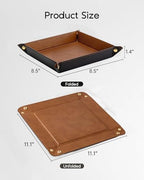 VLANDO Travel Valet Tray, Foldable PU Leather Catchall Tray, Light Brown - Image 6