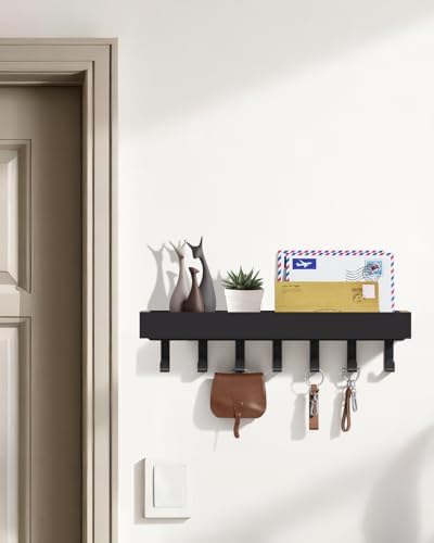 Key Holder Wall Mount Magnetic Adhesive, Key Hooks Rack with Shelf - Image 2