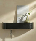 Kazai. Key Holder 'Toke' | Minimalist Key Hook Design from Berlin | Modern Key Holder Wall Mount with Wooden Shelf | Key Rack for Wall as Entryway Organizer | Oak, Black by KAZAI