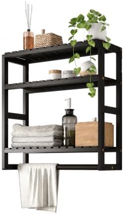 Galood Over The Toilet Storage Bathroom Shelves Wall Mounted 3 Tier Black-L by Galood