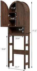 HMstone Over The Toilet Storage Cabinet, Arched Bathroom Organizer and Storage with Doors and Adjustable Shelf, Space-Saving Freestanding Bathroom Modern Storage Cabinet Over Toilet (Walnut) - Image 2