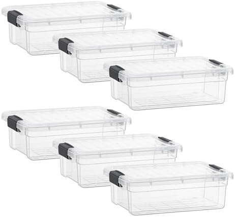 Superio 2.3 Quart Clear Plastic Storage Containers with Lids, Stackable Organizer Bins, BPA-Free Storage Boxes for Home, Office, Dorm & Classroom, 6 Pack by Superio