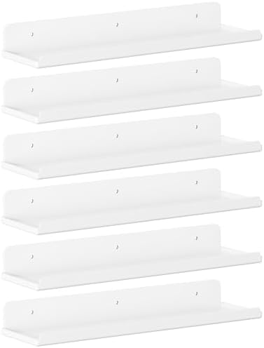 Lifewit Acrylic Floating Shelves for Wall 14" White, 6 Pack by Lifewit