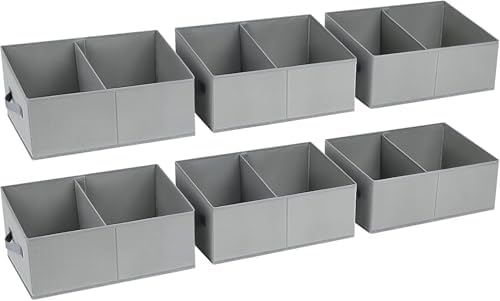 DIMJ Trapezoid Storage Bins for clothes - 6 Packs Closet Organizers and Storage Baskets, Foldable Closet Baskets with Handles and Divider, Closet Storage Bin Toybox for Shelves Living Room Bedroom by DiMJ