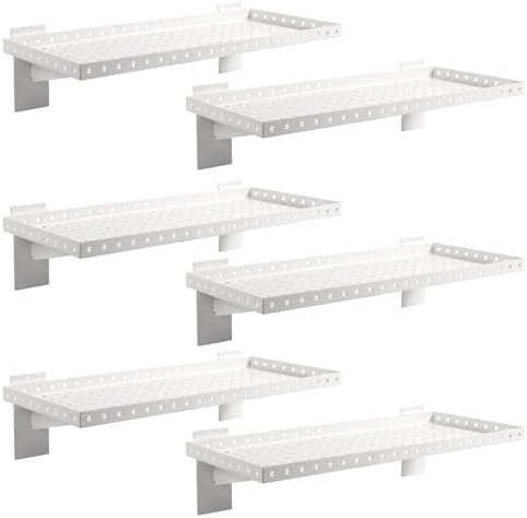 Slatwall Shelves 24x10 Inch, Slatwall Accessories for Retail, Garage, Home Storage, Heavy Duty Slat Wall Hanging Shelf (6, White) by Unknown