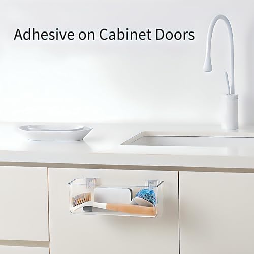 vacane Plastic Over Cabinet Door Organizer, Adhesive Mount Storage Organizer Container Hanging Basket Bins For Craft Room, Pantry, Office, Space Saving Holder for Kitchen Bags-XL 2pack - Image 3