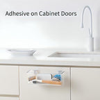 vacane Plastic Over Cabinet Door Organizer, Adhesive Mount Storage Organizer Container Hanging Basket Bins For Craft Room, Pantry, Office, Space Saving Holder for Kitchen Bags-XL 2pack - Image 3