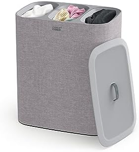 Joseph Joseph Tota Trio 90 liter/23.8 gallon Laundry Hamper Separation Basket with lid, 3 Removable Washing Bags with Handles- Gray by Unknown