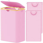 SpaceAid Double Laundry Hamper 2 Section with Lid and Removable Laundry Bags, 160L Clothes Basket with Bamboo Handles, Large Collapsible Hamper for Bedroom, Bathroom, Dorm, Laundry Room - Pink by SpaceAid