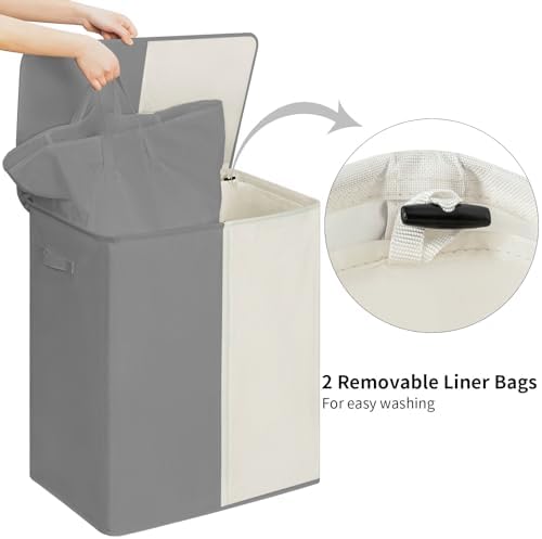 WOWLIVE Double Laundry Hamper with Lid, 154L Large Laundry Basket Organizer - Image 4