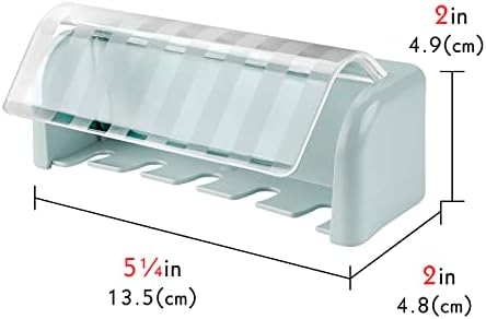 Toothbrush Holder Wall Mounted with Cover for Bathroom, 5 Slots Toothbrush Storage Organizer for Shower, Self Adhesive Toothbrush Hanger Rack for Dorm, Cabinet(Blue) - Image 2