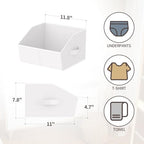 Homsorout Storage Bins for Shelves - Small Trapezoid Closet Shelf Organizer, Fabric Organization Bins with Handles, Storage Baskets for Clothes, Towel, Purse, 4 Pack, White - Image 2