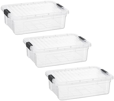Superio 7.4 Quart Clear Plastic Storage Bin with Lid, Stackable Organizer Box, BPA-Free Storage Container for Home, Garage, School & Office, 3 Pack by Superio