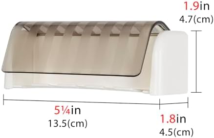 5 Slots Wall Mount Toothbrush Holder with Cover, Self Adhesive Toothbrush Storage Organizer for Shower, Toothbrush Hanger for Bathroom, Medicine Cabinet, Dorm(White + Grey) - Image 2