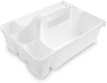 Tribello Libman Maid Caddy Cleaning Organizer, Heavy-Duty Janitorial Carry Caddy with Bottle Holders, Toilet Brush Holder & Tool Compartments, Commercial Cleaning Supply Tote (White) by Tribello