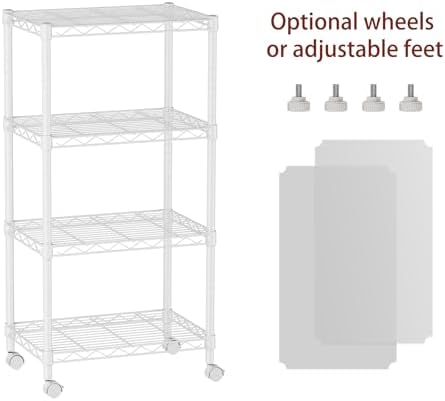 SINGAYE 4 Small Wire Shelves Kitchen Pantry Close Home Organizers and Storage Bathroom Shelf Laundry Room Organization Adjustable Book Metal Garage Shelving Unit - Image 3